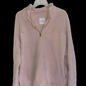 Thread & Supply Fuzzy Pullover Quarterzip in Blush